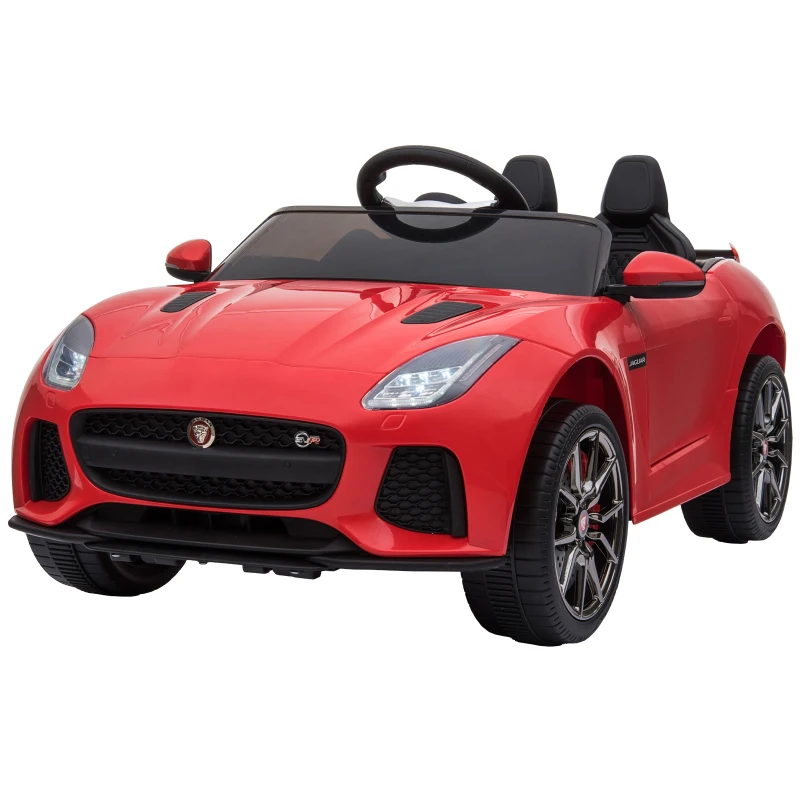 HOMCOM Jaguar F-Type SVR Carro de brinquedo elétrico para crianças acima de 3 anos com controle remoto com música e luzes  6V Carga 25kg 110x65x48cm  Vermelho