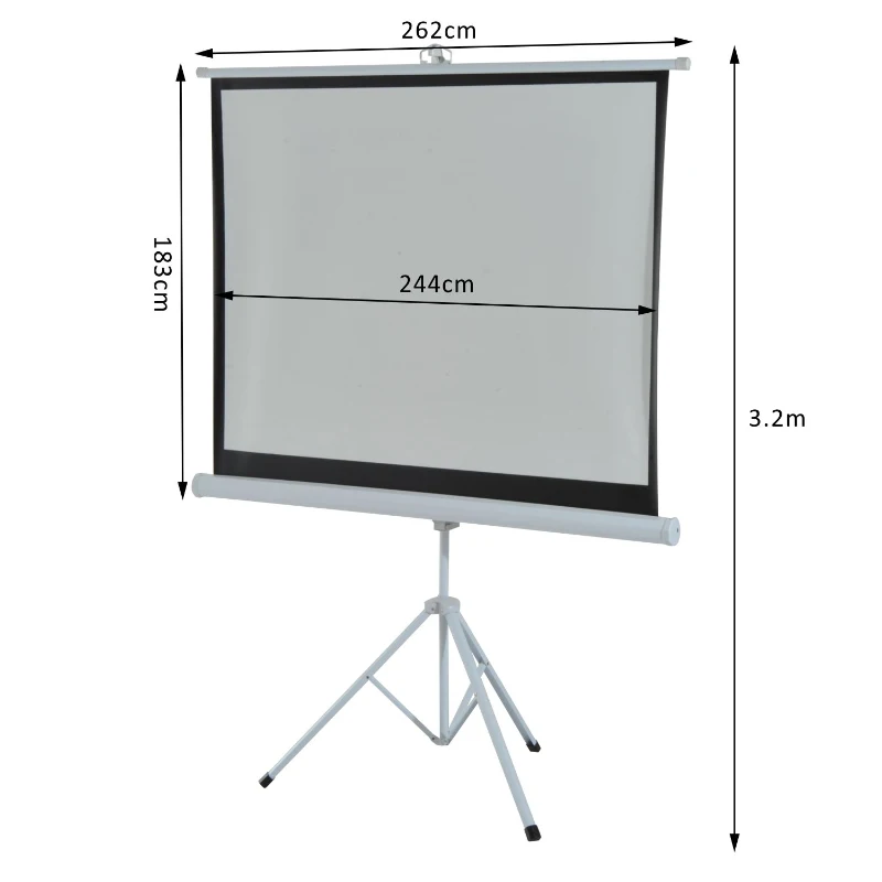 HOMCOM Tela do projetor dobrável manual de 120 polegadas Tela de projeção 4: 3 formato com altura ajustável  244x183 cm