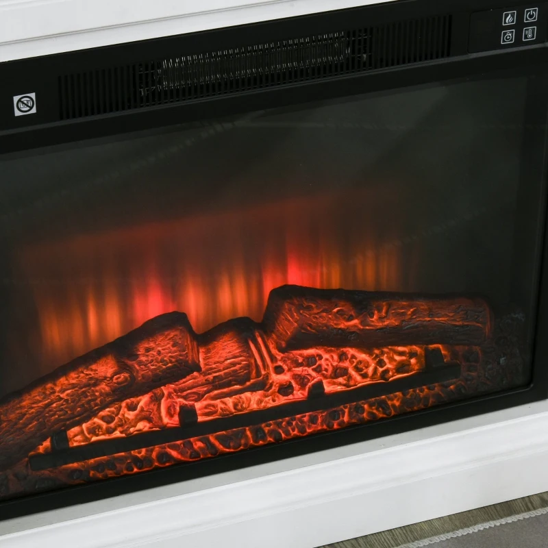 HOMCOM Lareira de parede elétrica Potência 1800W Efeito de chama de LED com controle remoto Temporizador e termostato 79x27x62,4 cm branco
