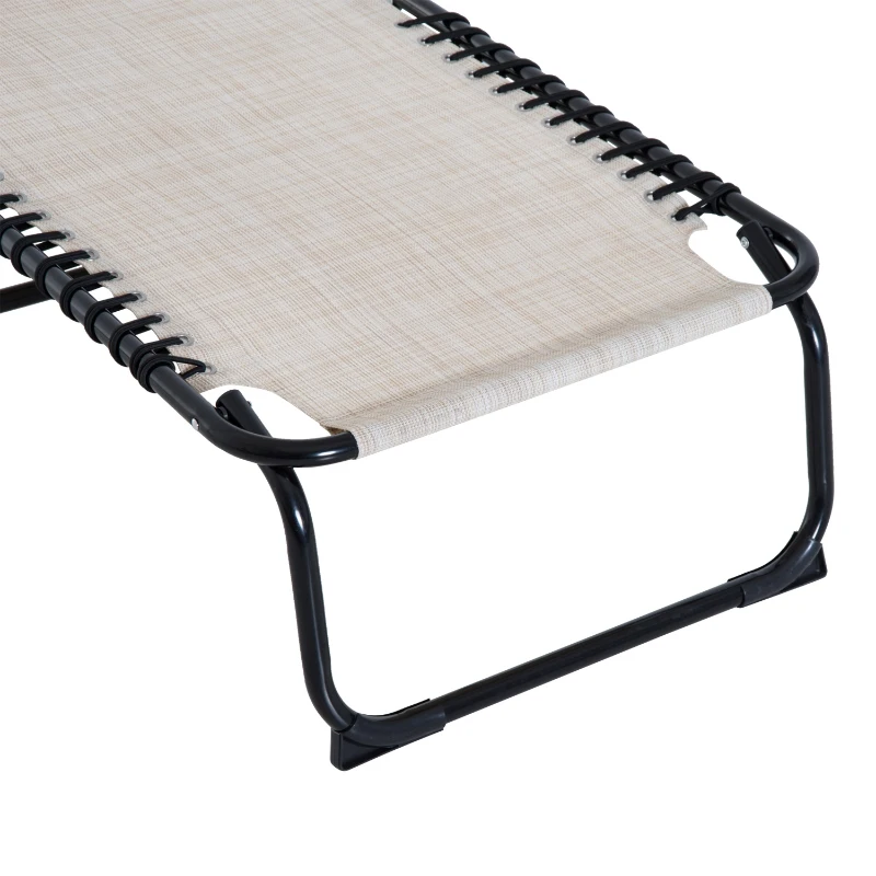 Outsunny Espreguiçadeira Dobrável e Ajustável em 4 Posições Espreguiçadeira Reclinável de Jardim para Exterior Estrutura de Aço 197x58x76cm Creme