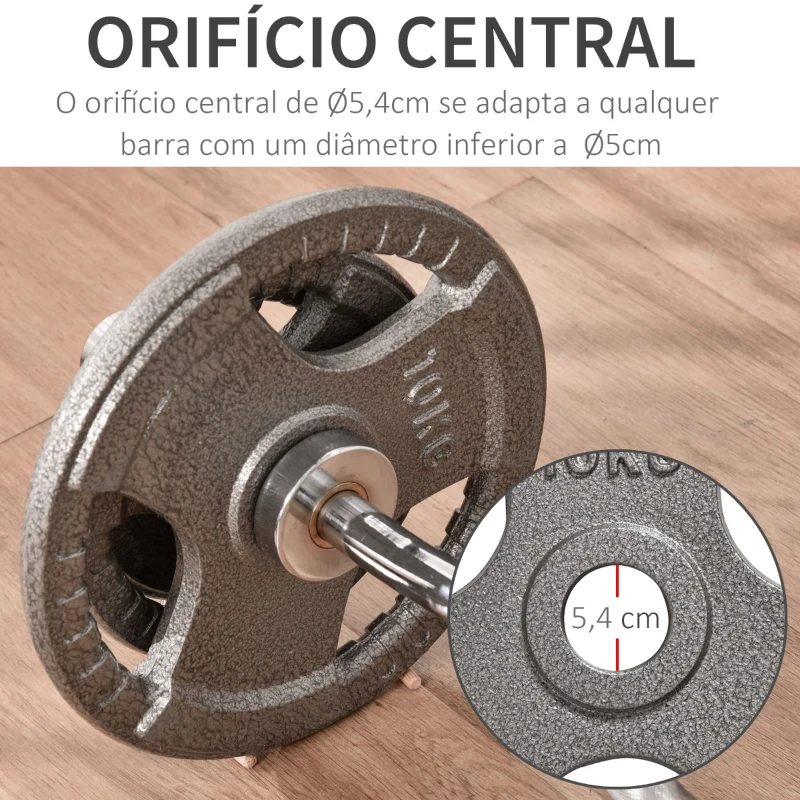 HOMCOM Conjunto de 6 Discos de Peso 35kg Discos Olimpicos com Orifício Central de Ø5,4cm para Treinamento em Casa Academia Prata