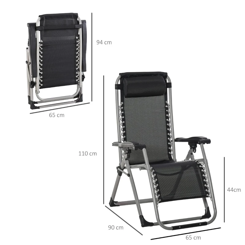 Outsunny Espreguiçadeira dobrável reclinável com almofada removível e acolchoado de textilene para pátio praia jardim Carga 150 kg 90x65x110 cm Vermelho