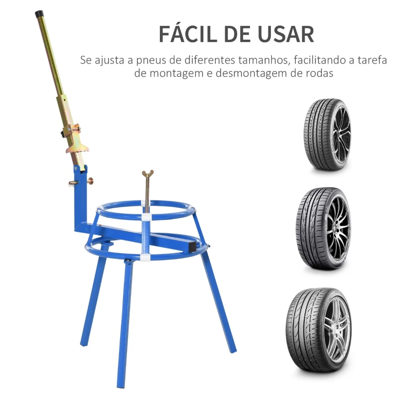 DURHAND Trocador de Pneus de 16-24”com Alavanca Ajustável Ferramenta Portátil de Aço para Montagem e Desmontagem de Rodas de Motocicleta 75x64x78cm Azul