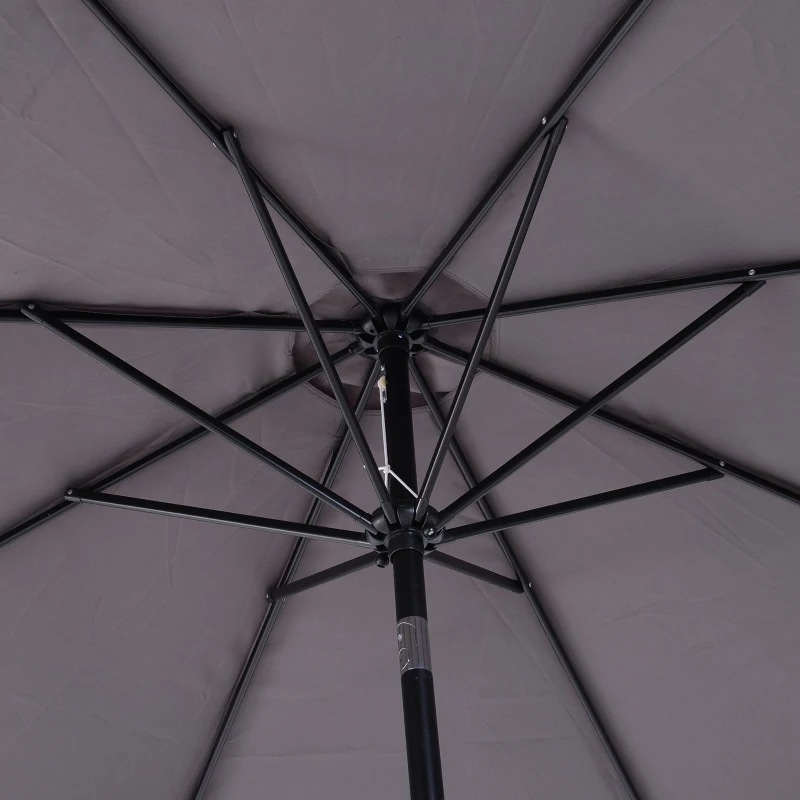 Outsunny Chapéu de Sol de Jardim Ø295x250cm com Manivela Chapéu de Sol Exterior com Mecanismo de Inclinação e Mastro Desmontável de Metal para Terraço Piscina Pátio Cinza Escuro