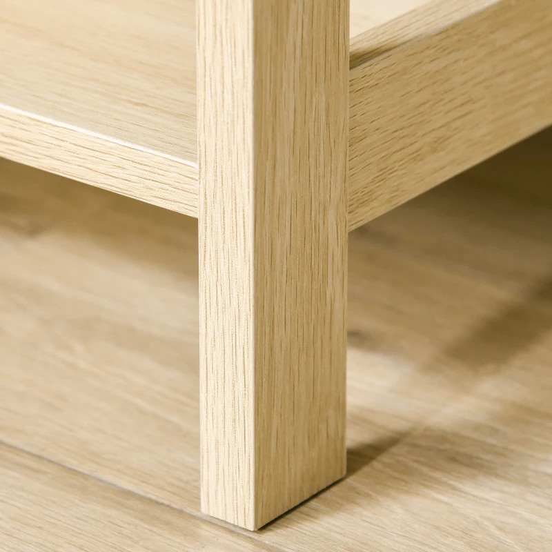 HOMCOM Mesa de cabeceira em malha Mesa lateral com gaveta e prateleira inferior em DM e vime para quarto Sala 40x40x48 cm Cor madeira