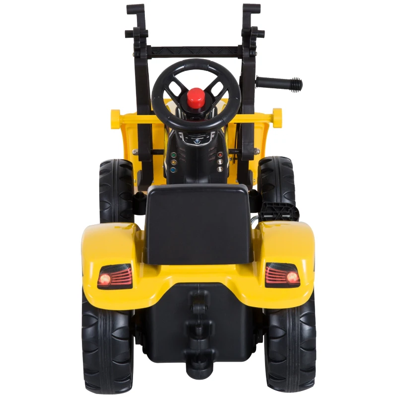 HOMCOM Trator a Pedal para Crianças acima de 3 Anos Trator Escavadora Infantil com Pá Dianteira 114x41x52 cm Amarelo e Preto