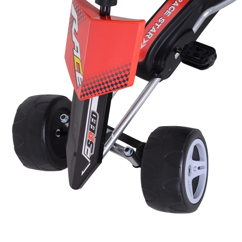 HOMCOM Kart a Pedal Go Kart com Assento Ajustável para Crianças acima de 3 Anos Brinquedo de Exterior 80x49x50 cm Vermelho e Preto