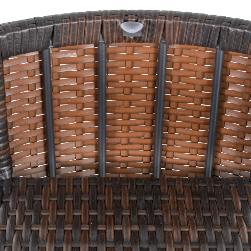Outsunny Conjunto de móveis de jardim de vime 3 peças com 1 mesa de centro e 2 cadeiras com almofadas para terraço  Fácil armazenamento Aço Marrom