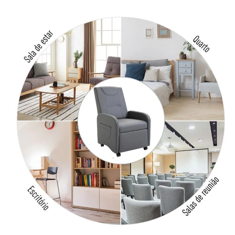 HOMCOM Poltrona Relaxante Reclinável Dobrável até 120 ° Couro PU