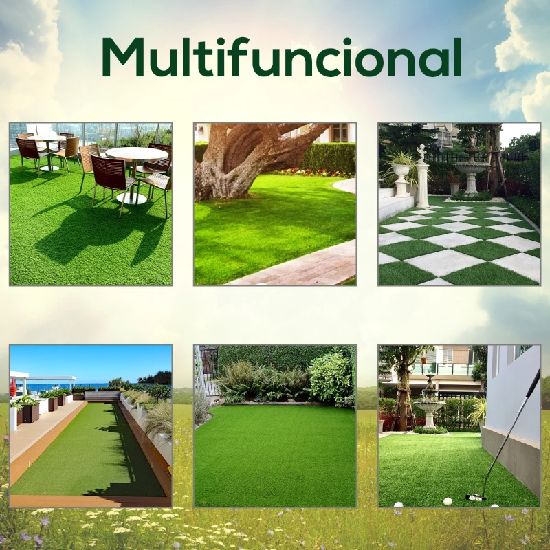 Relva Artificial 30x30cm 10 Peças com Altura de 25mm Alta Densidade 6500 para Exterior Pátio Terraço Verde