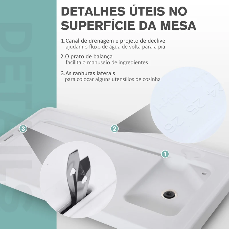 Outsunny Mesa de piquenique dobrável com torneira de pia e pistola de irrigação extensível  114,5x59x94,5 cm Branco