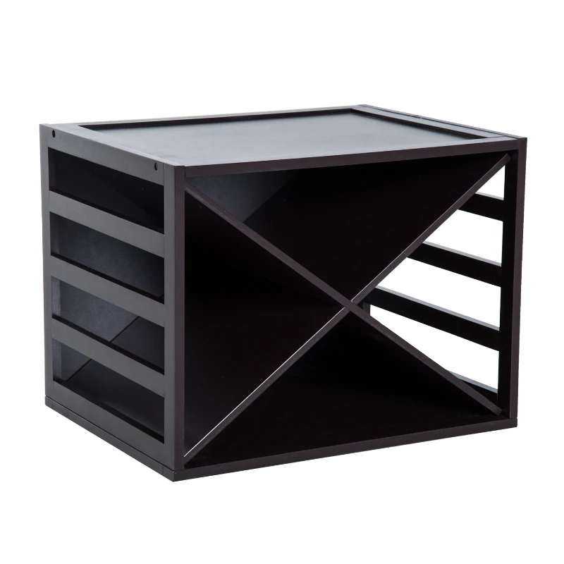 HomCom Garrafeira Madeira Estante de Vinho Forma X Creativo e Decorativo Empilhável para 16 Garrafas Castanho - 45x35x34.5cm