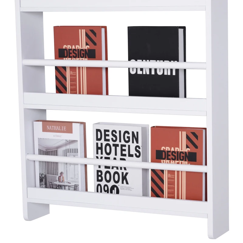 HOMCOM Estante de Parede para Livros com 4 Prateleiras Estante de Livros para Escritório Dormitório Entrada Carga Máxima 30 kg 56x12x113 cm Branco
