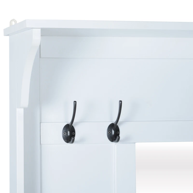 HOMCOM Conjunto de Móveis de Entrada Recebedor Corredor Kit 3 Peças Cabide Espelho Banco Sapateira com Prateleiras 80x40x170cm Madeira