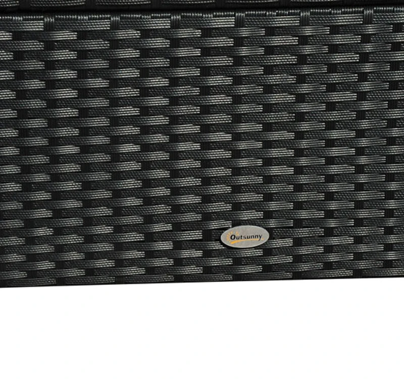 Outsunny Espreguiçadeira de vime preto creme Alumínio 1 espreguiçadeira Jardim + 1 Almofada 195x89x31 cm