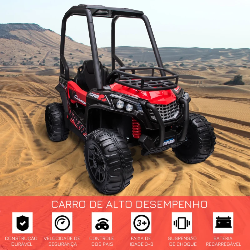 HOMCOM Quad Elétrico para Crianças acima de 3 Anos com controle Remoto Faróis e Música 118x76x104 cm Vermelho