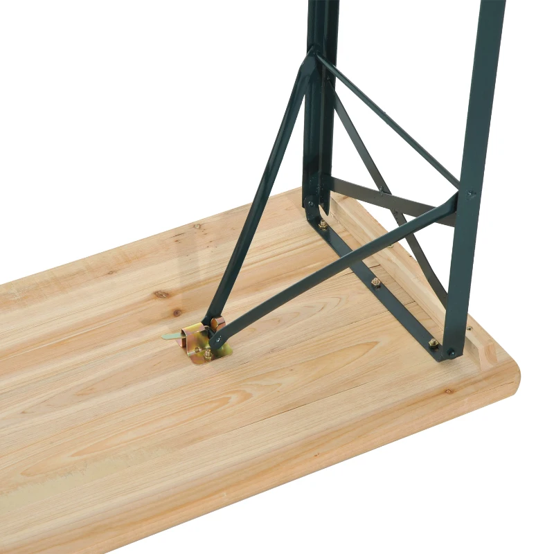 Outsunny Conjunto de campismo dobrável Mesa e 2 bancos com encosto