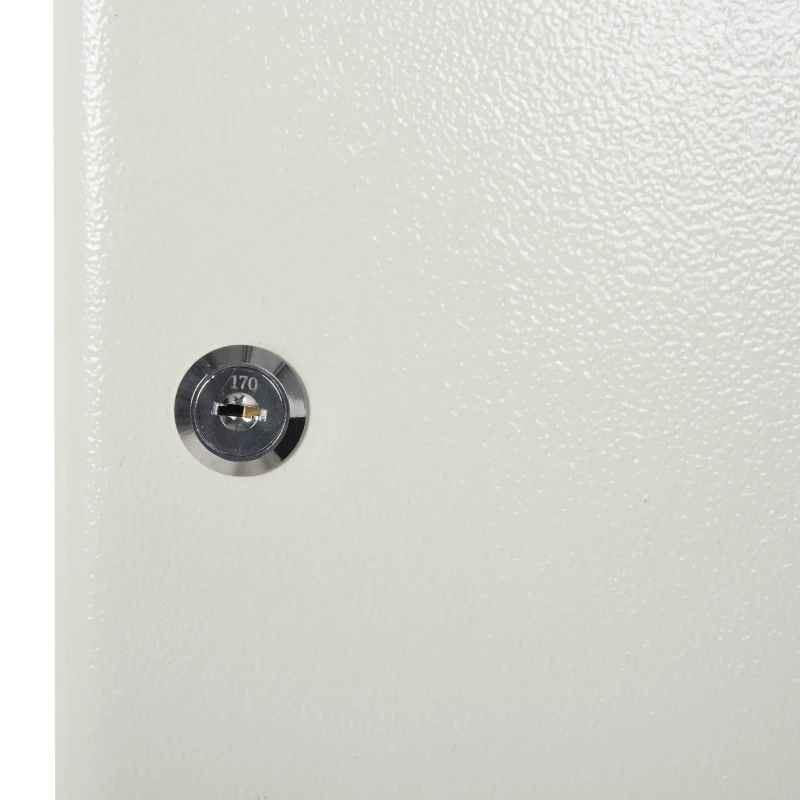 HOMCOM Armário de Chaves com 93 Ganchos e Etiquetas Fechadura e 2 Chaves 30x24x7,5 cm Cinza