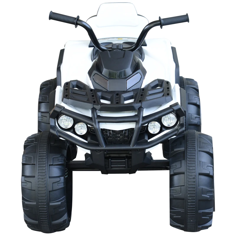 HOMCOM Quadriciclo Elétrico Infantil para Crianças de 3-6 Anos com Bateria 12V MP3 Rádio Luzes Carga Máxima 30kg 103,5x69,5x70cm Branco