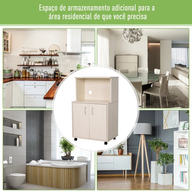 HOMCOM Móveis Auxiliares para Microondas Aparador auxiliar de baixa cozinha 60.4x40.3x97cmv