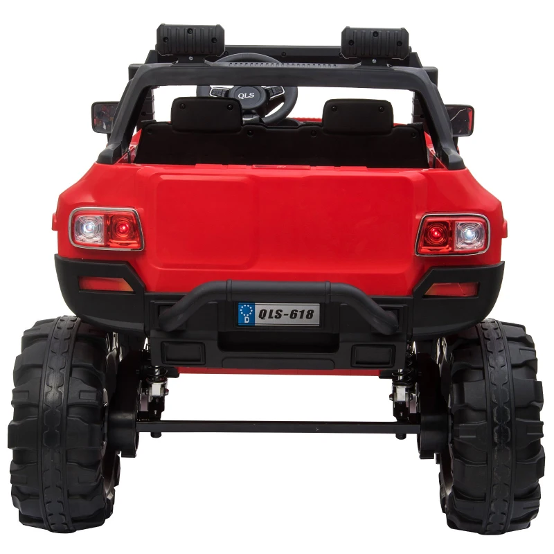 HOMCOM Carro Elétrico Infantil com Música Luzes Bateria 12V Controlo Remoto Carga Máxima 50kg para Crianças acima de 3 Anos 135x86x85cm Vermelho