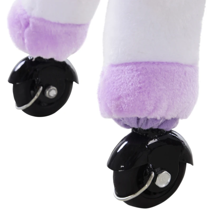 HOMCOM  Cavalo Pônei Mecânico para Montar Balancim com Rodas Brinquedo de Pelúcia Cavalo com Sons 55x23x60cm