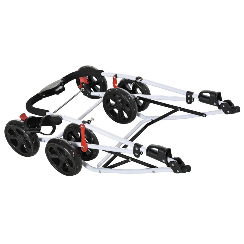 PawHut Carrinho dobrável para animais de estimação destacável com 2 níveis Rodas giratórias Janela freios  82x48x100 cm Vermelho