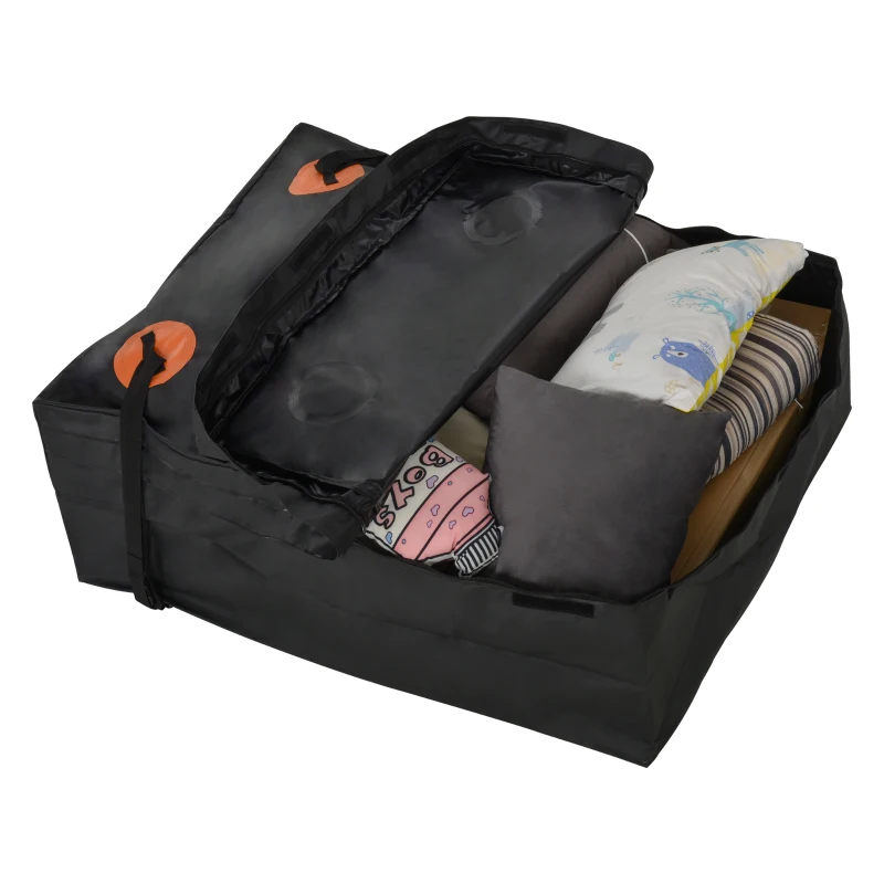 HOMCOM Saco de teto impermeável dobravel  Rack de teto de carro Portátil para viagens longas  Capacidade de 424 litros  e carga80 kg 114x87x45 cm Preto