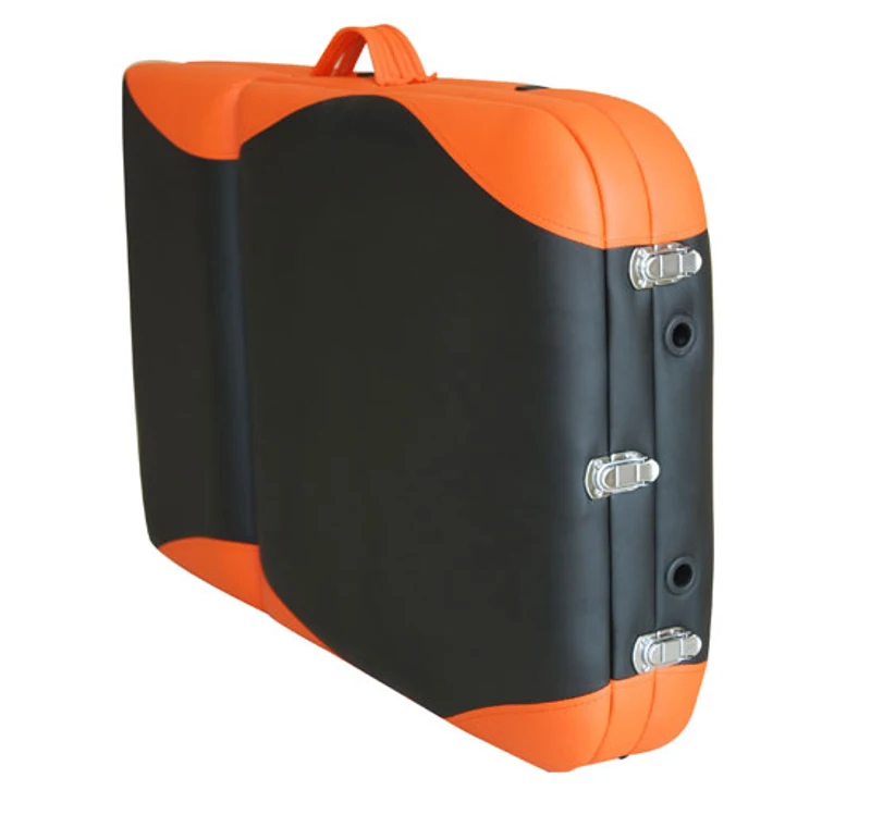 HOMCOM Marquesa de Massagem Dobrável e Portátil com Altura Ajustável e Apoio para a Cabeça 180x60x62-82 cm Laranja e Preto