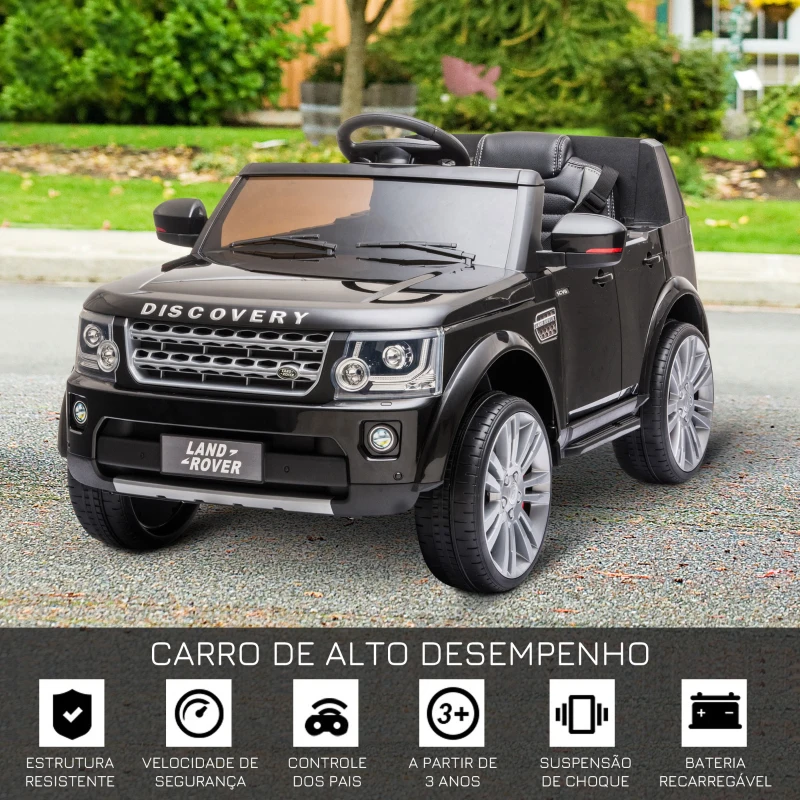 HOMCOM Carro Elétrico para Crianças de 3-6 Anos com Licença de  Land Rover Controle Remoto 102,5x69x55,4 cm Preto