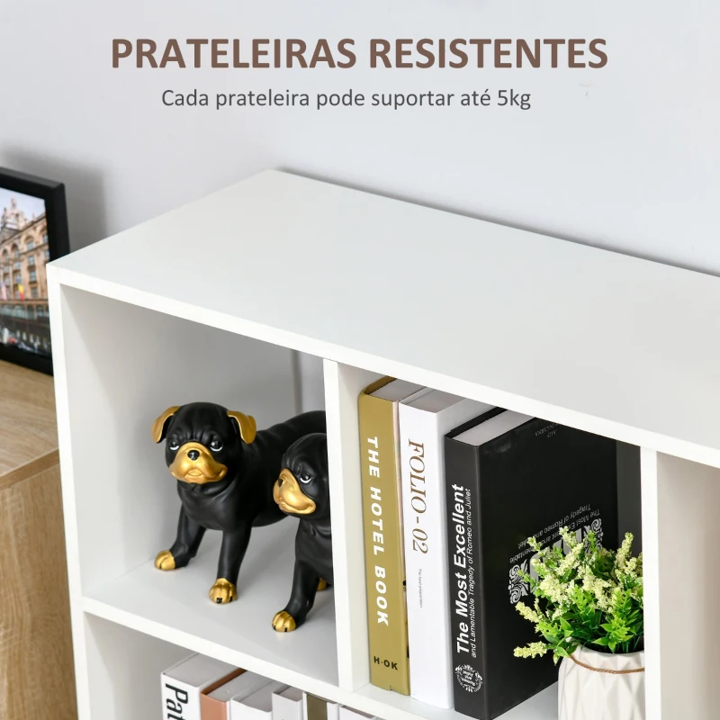 HOMCOM Estante para Livros com 8 Compartimentos Estante de Exposição Estilo Moderno para Sala de Estar Dormitório Escritório 97,5x30x100cm Branco