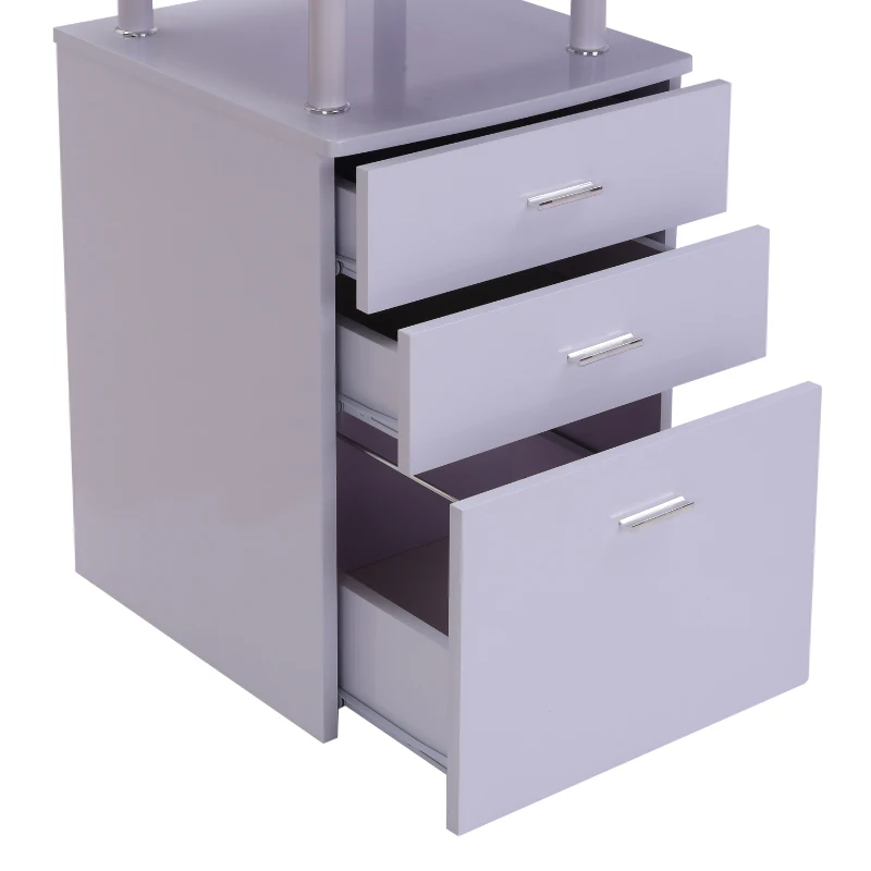 HomCom Secretária para Computador com Gavetas - Cor: Branco - 151,5x143,5x76 cm