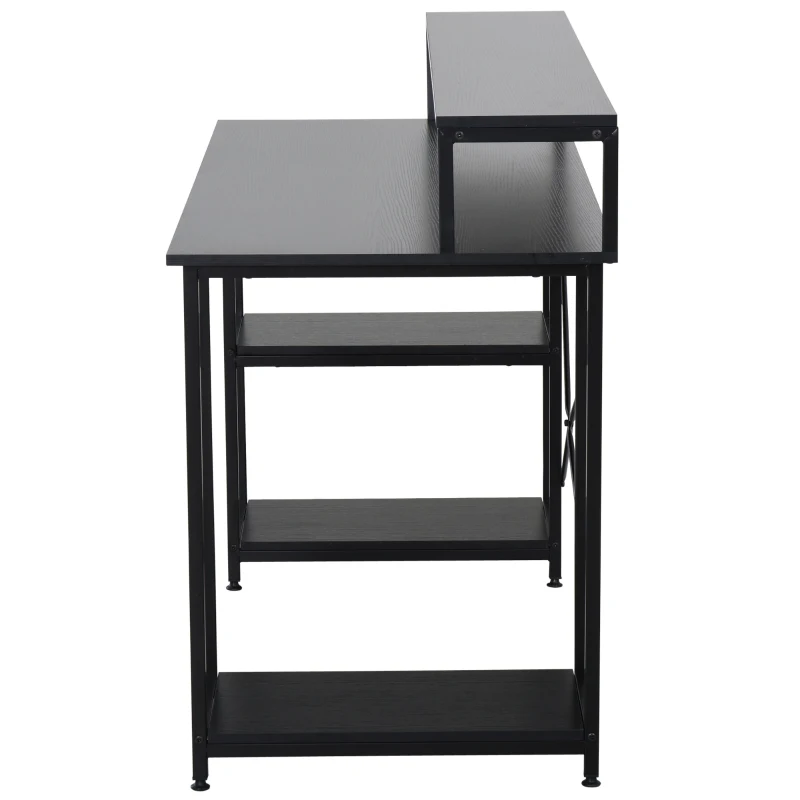 HOMCOM Mesa para Computador com Prateleiras Pés Ajustáveis ​​Moldura de Metal 140x60x93 cm