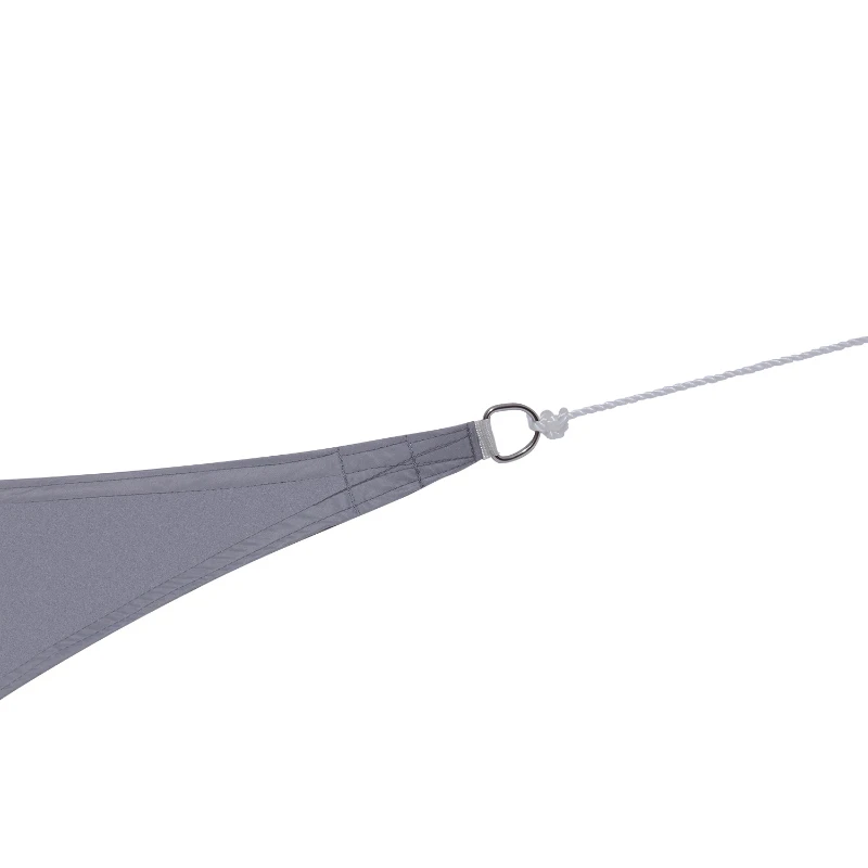 Outsunny Vela de Sombra Triangular 3x3x3 m Toldo Vela de Poliéster com Proteção UV Aneis em Forma de D e Cordas para Jardim Pátio Piscina Cinza