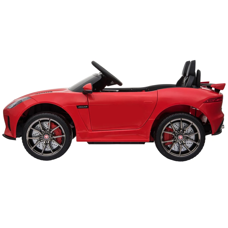 HOMCOM Jaguar F-Type SVR Carro de brinquedo elétrico para crianças acima de 3 anos com controle remoto com música e luzes  6V Carga 25kg 110x65x48cm  Vermelho