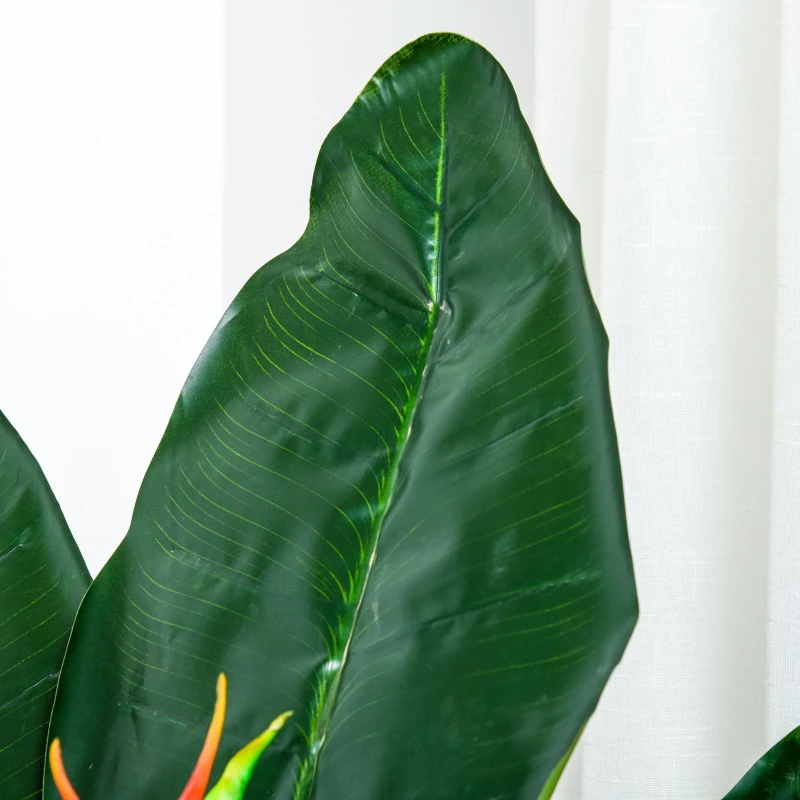 Outsunny Planta Artificial Ave do Paraíso com Vaso Strelitzia Reginae Sintética com 13 Folhas e 2 Flores Ø18x155 cm Verde e Vermelho