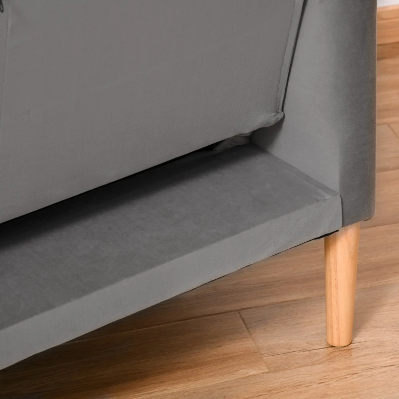 HOMCOM Sofá Cama Convertível e Reclinável com Apoios de Braços e 2 Encostos Ajustáveis Separadamente em 3 Posições Aveludado 196x85x82 cm Cinza