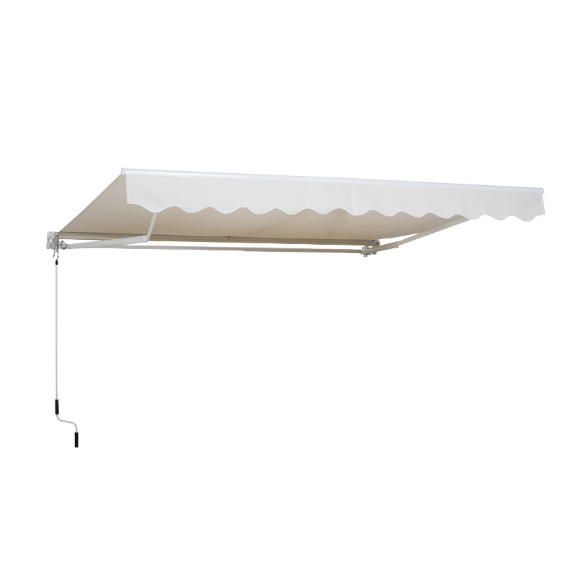 Outsunny Toldo do pátio Varanda  com braço de alumínio articulado e tecido de poliéster 280g / m2 300x250cm Branco
