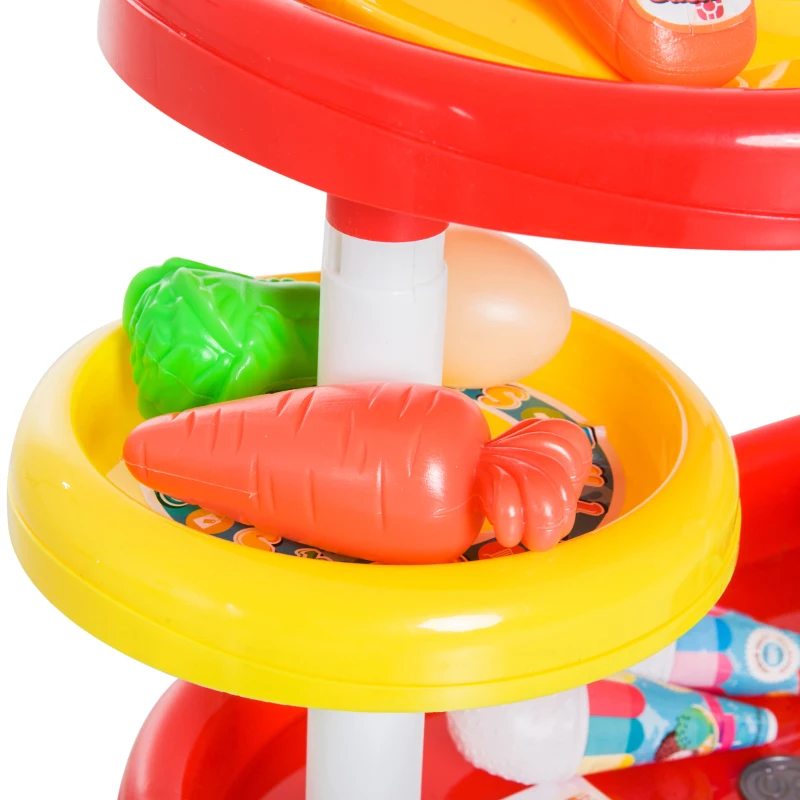 HomCom Caixa Registadora de Brincar Carrinho de supermercado 49 Pcs 47x30x55cm PP