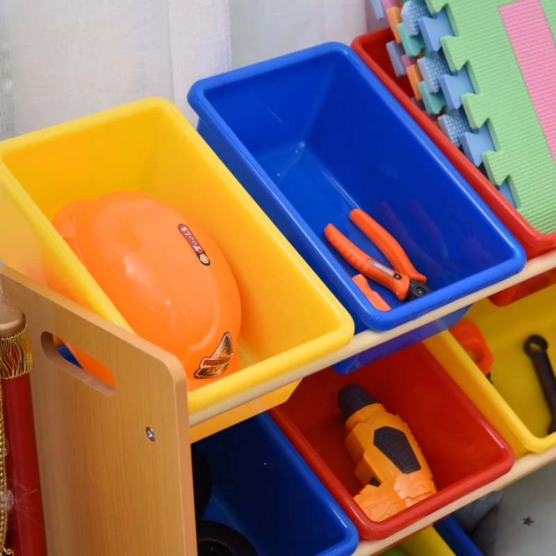HOMCOM Organizador de brinquedos infantil de 3 níveis 12 caixas amplo espaço de armazenamento para Quarto 86x26.5x78cm