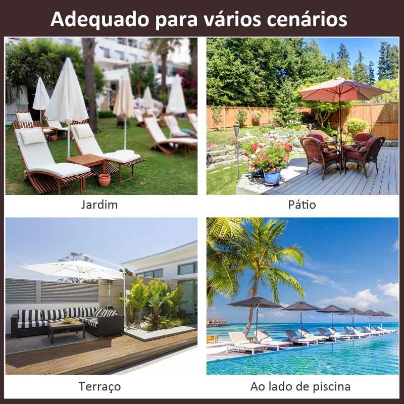 Outsunny Chapéu de Sol de Jardim com Teto Duplo Sistema de Polia Toldo de Poliéster Impermeável 3x3x2,97m Marrom