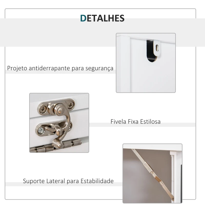 HOMCOM Secretária Dobrável com Prateleira Quadro Preto e Várias Estantes Conversíveis ​​98x51x153 cm Branco