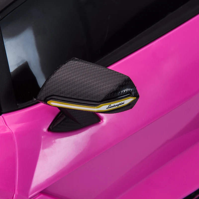 HOMCOM Carro Elétrico Lamborghini SIAN 12V para Crianças de 3-8 anos com Controle Remoto Abertura da Porta Música MP3 USB e Faróis 108x62x40cm Rosa