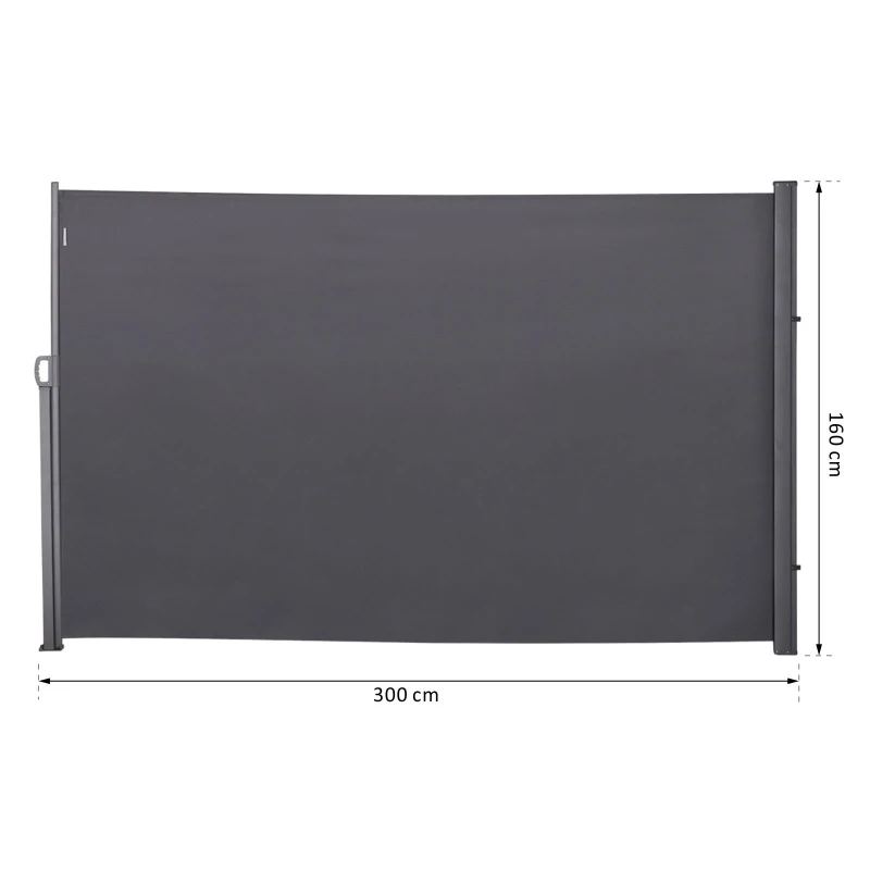 Outsunny Toldo Lateral Retrátil para Terraço Pátio ou Jardim Toldo de Privacidade para Exterior Dobrável 300x160cm Cinza