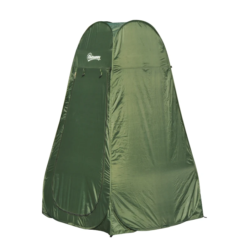 Outsunny Tenda de Duche para Campismo Dobrável Pop UP Tenda de Privacidade com proteção UV e Tecido Impermeável 100x100x185cm Verde Escuro