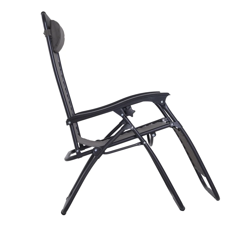 Outsunny Espreguiçadeira Dobrável de Jardim Espreguiçadeira de Gravidade Zero para Pátio Terraço Carga Máxima 120kg 90x65x110 cm Cinza