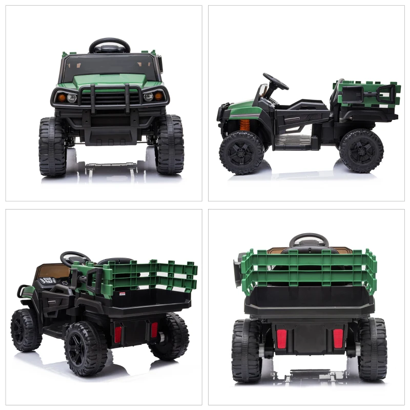 HOMCOM Carro elétrico para crianças acima de 3 anos SUV com 2 motores controle remoto Bateria recarregável de 2,4 GHz 120x67x65 cm Verde