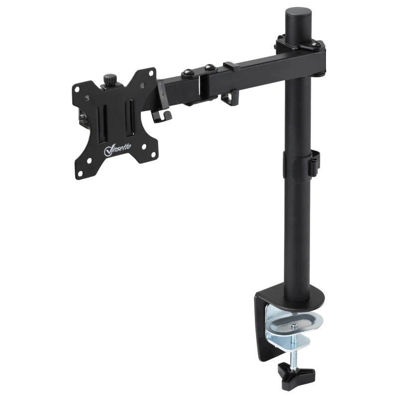 Vinsetto Suporte para Monitor para Telas LED LCD de 13"-32" Polegadas VESA 75/100mm com Braçadeira Ajustável Giratório 360° e 2 Opções de Montagem 47x11,5x52cm Preto