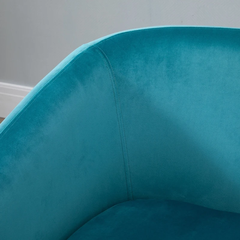 HOMCOM Sofá de 2 lugares moderno com pernas metálicas Assento acolchoado Apoios de braço e encosto curvos  124x73x76 cm Verde