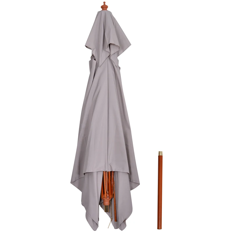 Outsunny Chapéu de Sol de Jardim com Teto Duplo Sistema de Polia Toldo de Poliéster Impermeável 300x300x297cm Cinza Claro